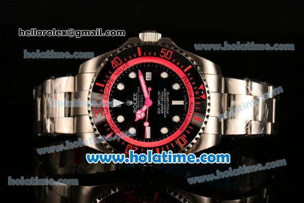 Rolex Sea-Dweller Deepsea Asia 2813 Automatic Steel Case/Strap with Black Dial and Hot Pink Diver Index - Click Image to Close